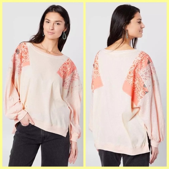 Free People small alabaster combo feelin it peach patch top - Picture 12 of 13